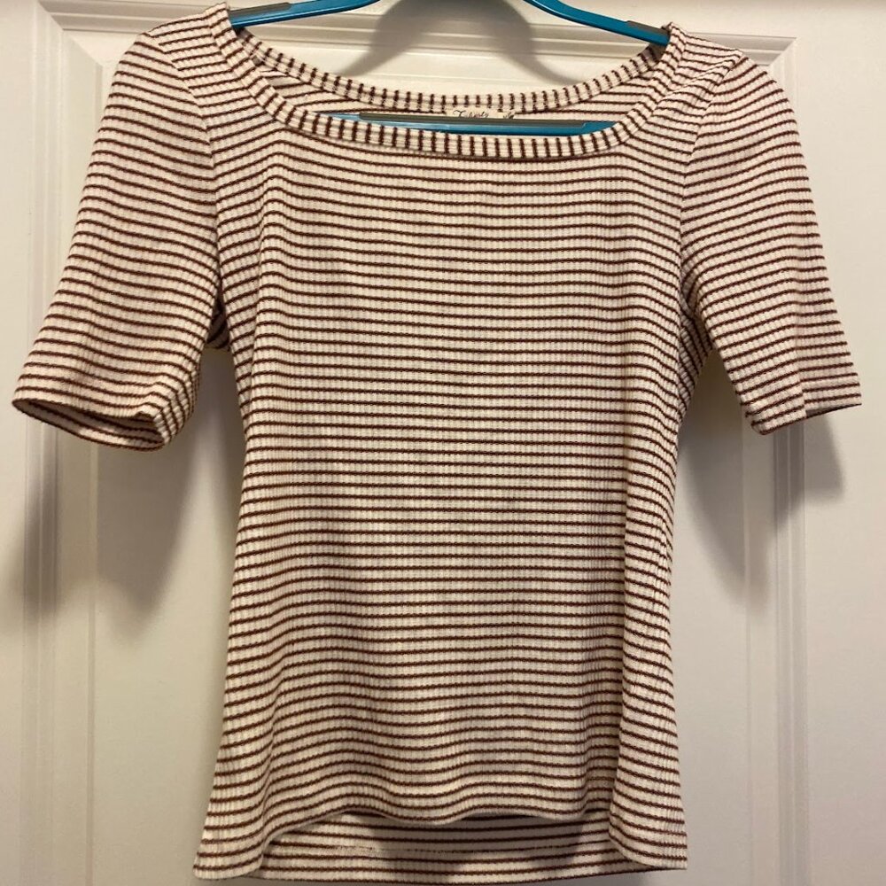 Faherty Square Neck Short Sleeve Rib Top (M)